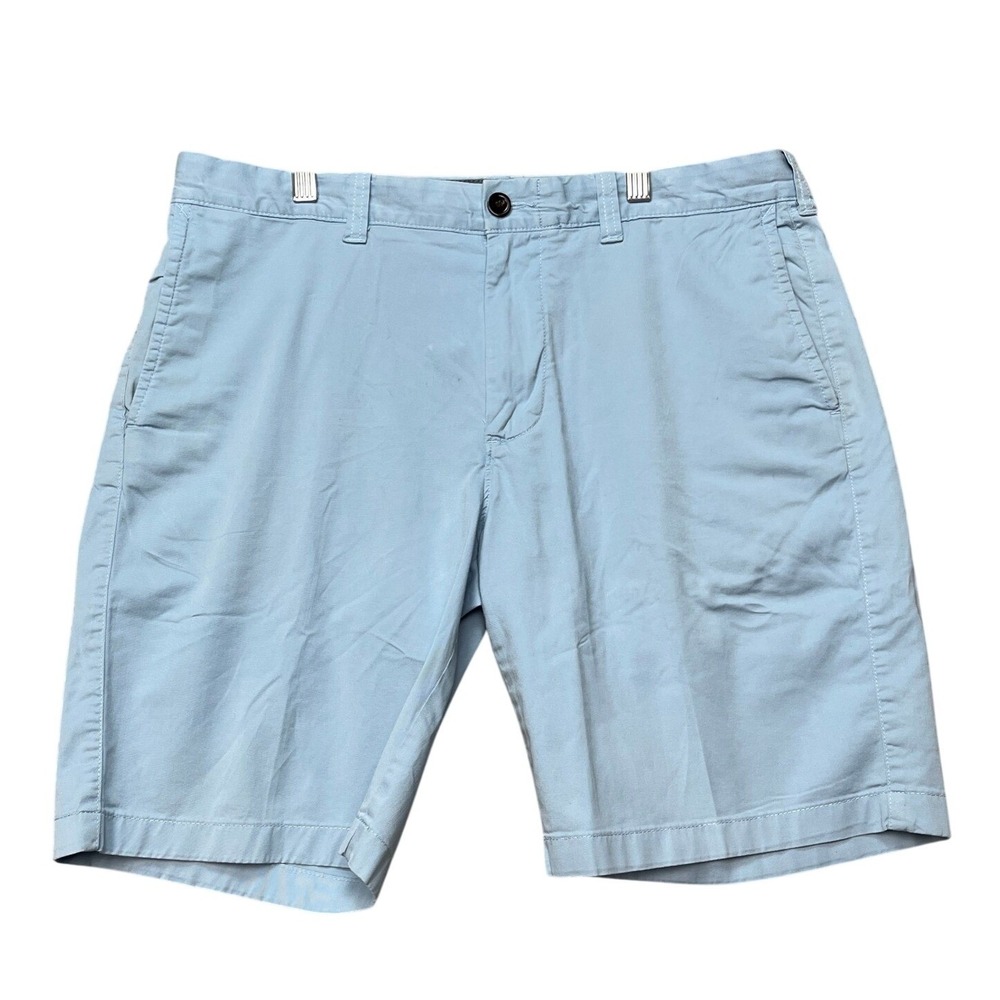 J.Crew Chino Shorts Mens 34 9‎ Inseam Light Blue Stretch Flat Front Classic